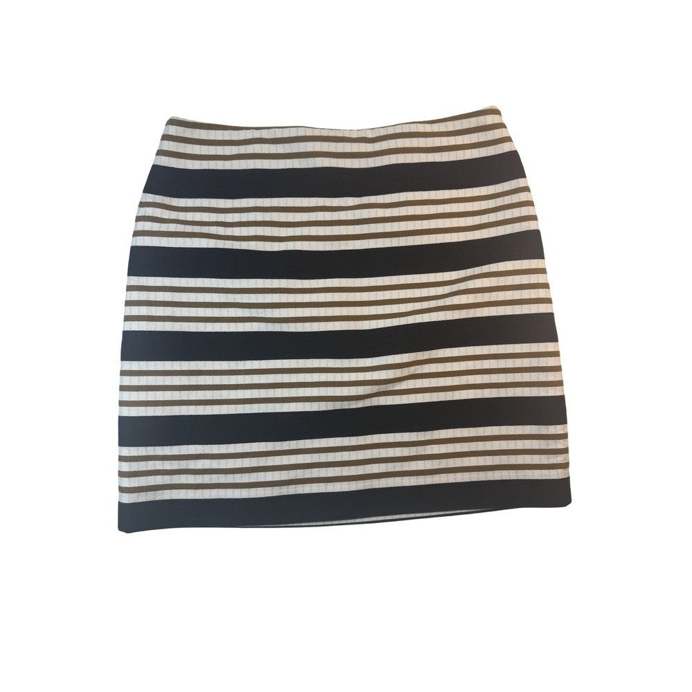 LOFT Skirt Womens 8 Black White Tan Striped Pencil Career Office Work‎ Classic
